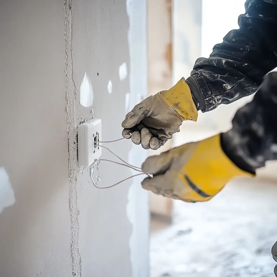 installation d'une prise électrique dans une chambre