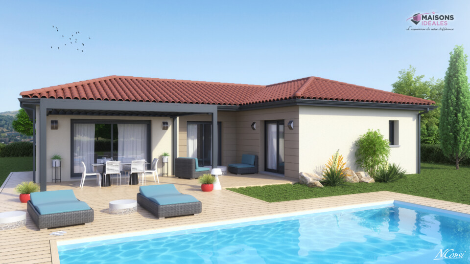 Maison de plain-pied, 117m² habitable 38m² de garage