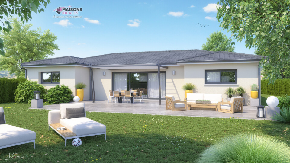 Maison de plain-pied, 140m² habitable sans garage