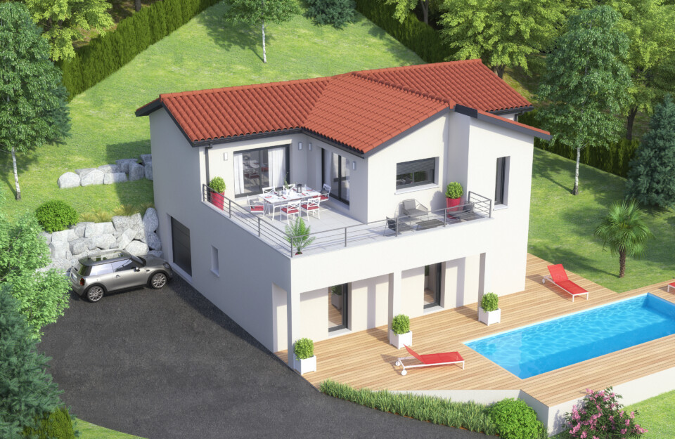 Maison inversée, 134m² habitable 41m² de garage